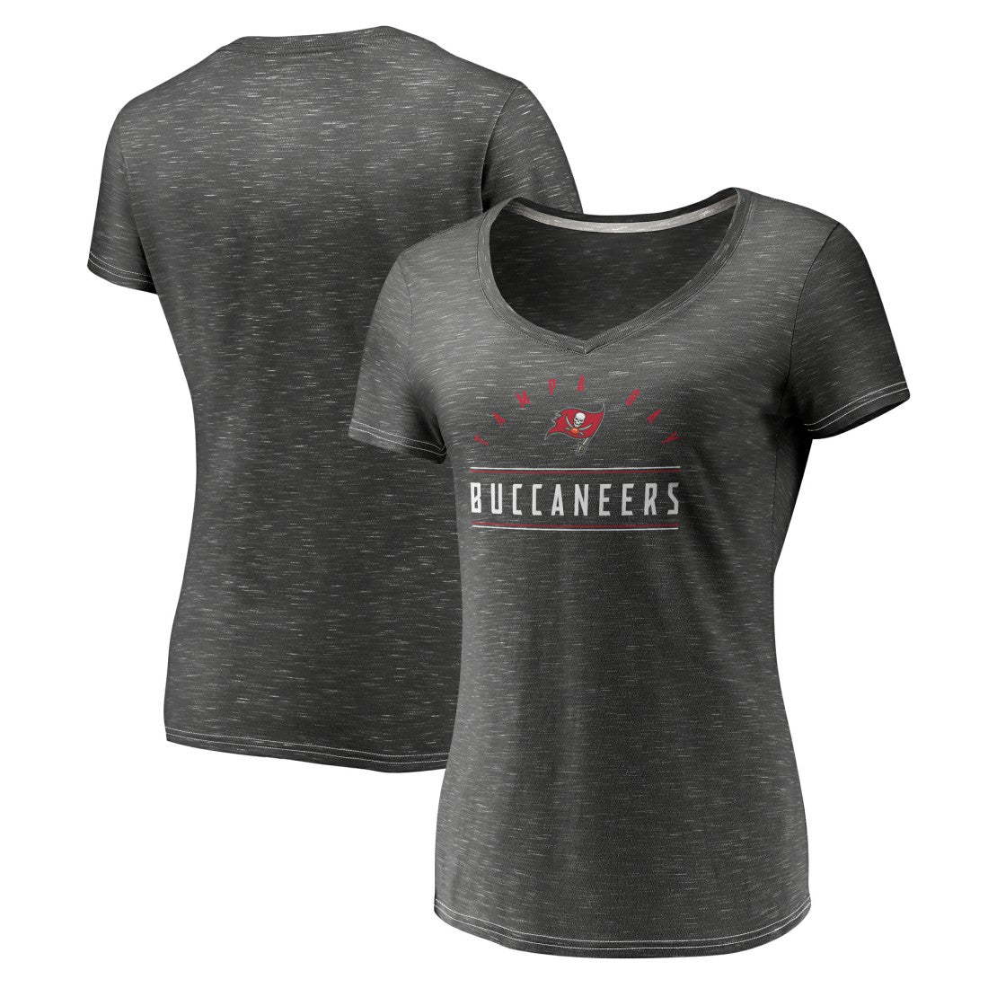 Tampa Bay Buccaneers Women's League Leader Space Dye V-Neck T-Shirt - Charcoal for sale