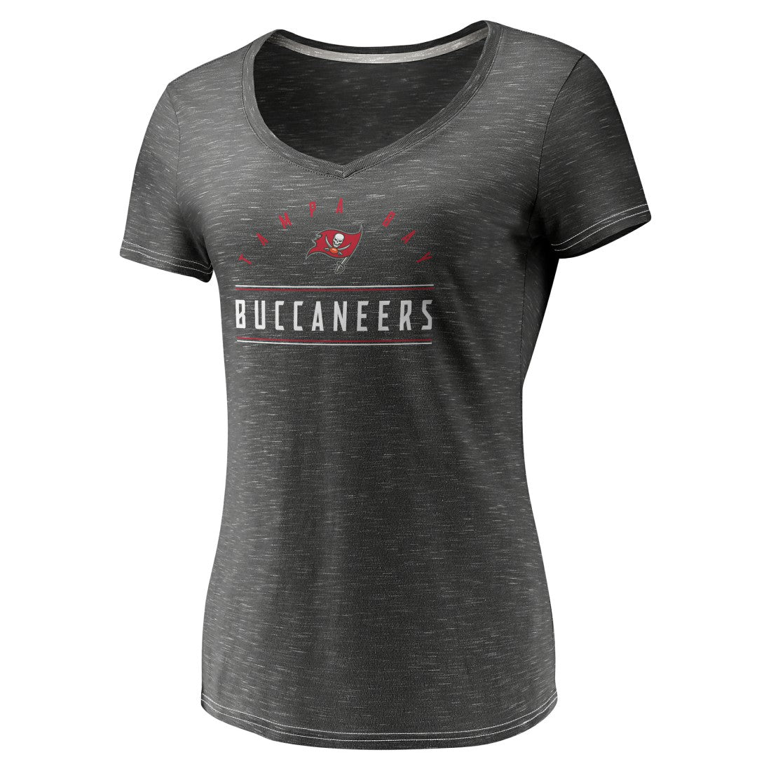 Tampa Bay Buccaneers Women's League Leader Space Dye V-Neck T-Shirt - Charcoal for sale