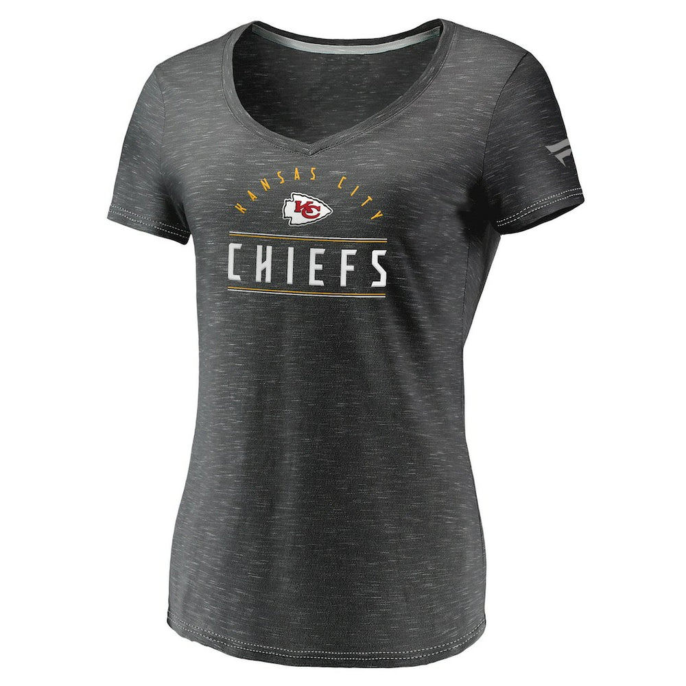 Kansas City Chiefs Women's League Leader Space Dye V-Neck T-Shirt - Charcoal online