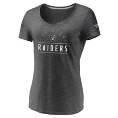 Las Vegas Raiders Women's League Leader Space Dye V-Neck T-Shirt - Charcoal outlet