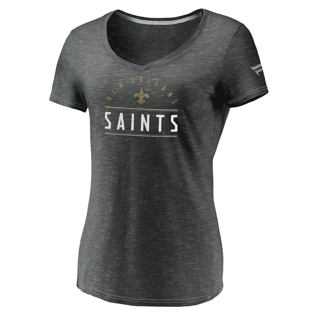New Orleans Saints Women's League Leader Space Dye V-Neck T-Shirt - Charcoal on sale