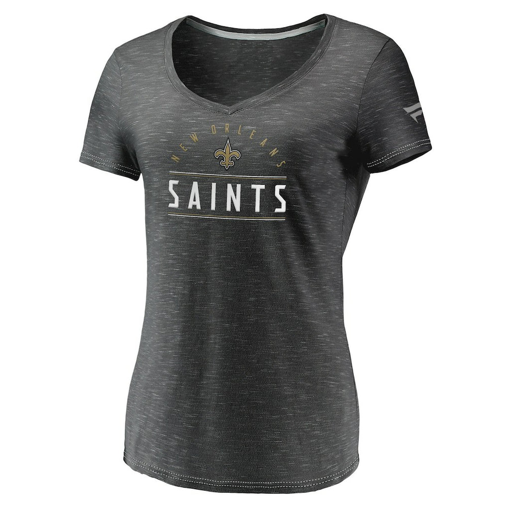 New Orleans Saints Women's League Leader Space Dye V-Neck T-Shirt - Charcoal on sale