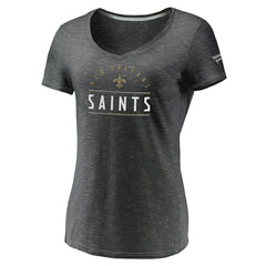 New Orleans Saints Women's League Leader Space Dye V-Neck T-Shirt - Charcoal on sale