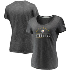 Pittsburgh Steelers Women's League Leader Space Dye V-Neck T-Shirt - Charcoal cheap