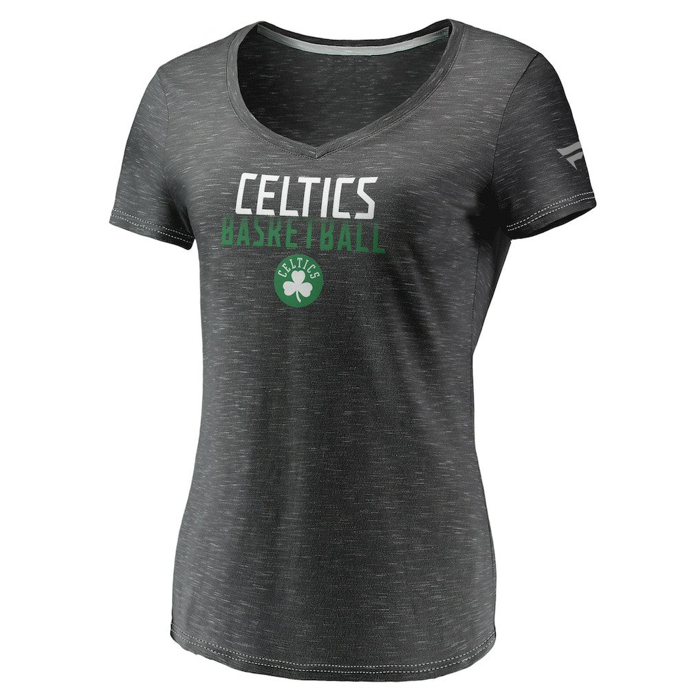 Boston Celtics Women's Double-Fade Space-Dye V-Neck T-Shirt - Charcoal shop