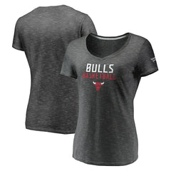 Chicago Bulls Women's Double-Fade Space-Dye V-Neck T-Shirt sale - Charcoal on sale