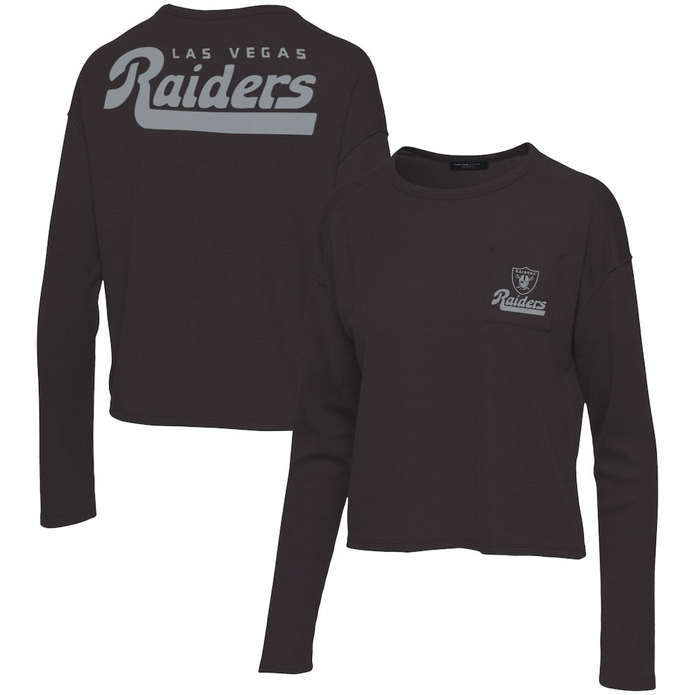 Las Vegas Raiders Junk Food Women's Pocket Thermal Long Sleeve T-Shirt - Black sale