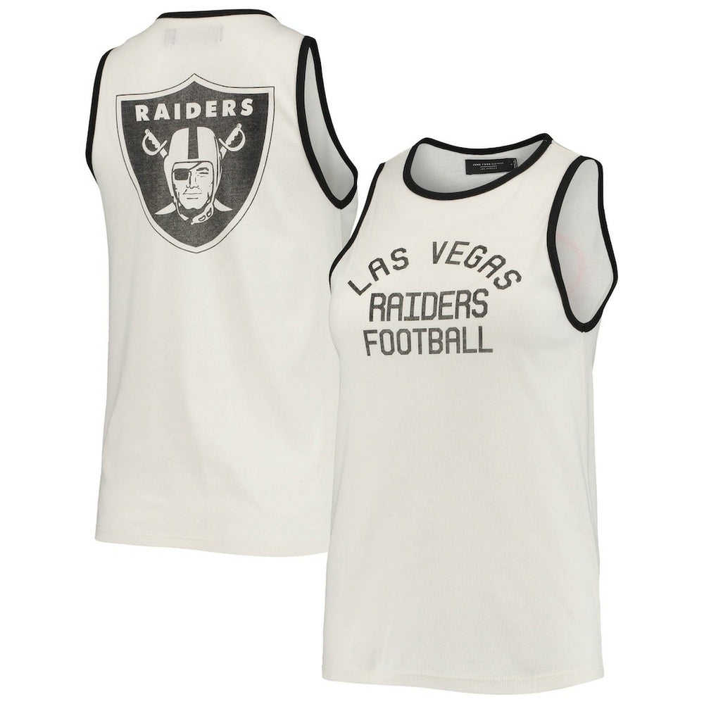 Las Vegas Raiders Junk Food Women's Throwback Pop Binding Scoop Neck Tank Top - White/Black discount
