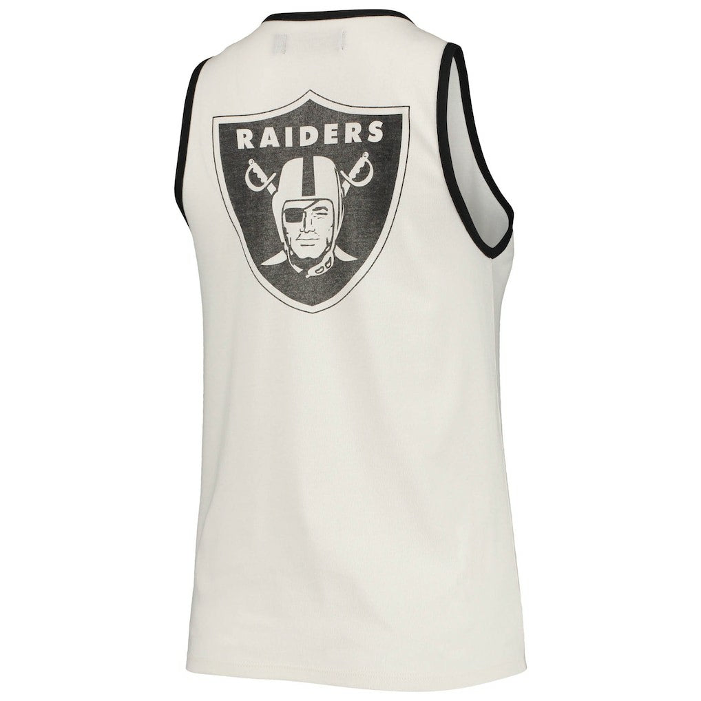Las Vegas Raiders Junk Food Women's Throwback Pop Binding Scoop Neck Tank Top - White/Black discount