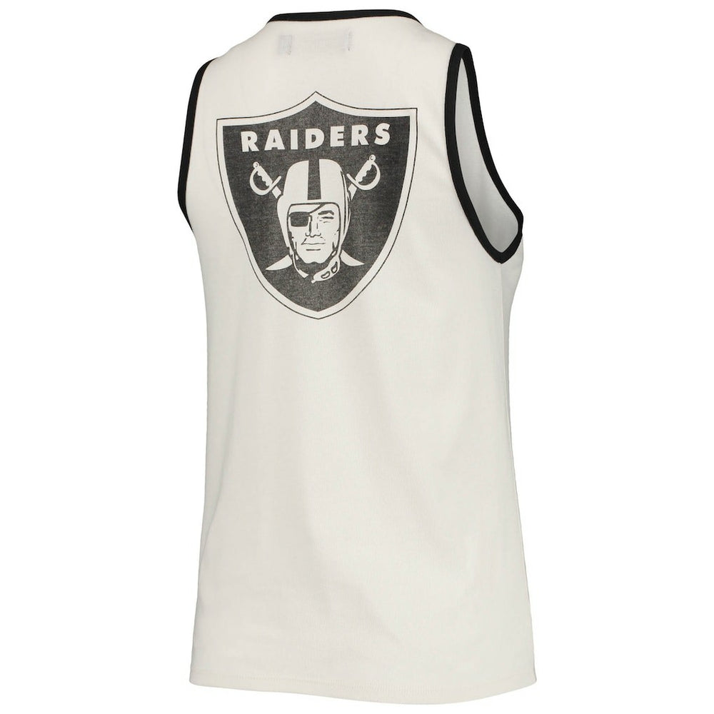Las Vegas Raiders Junk Food Women's Throwback Pop Binding Scoop Neck Tank Top - White/Black discount