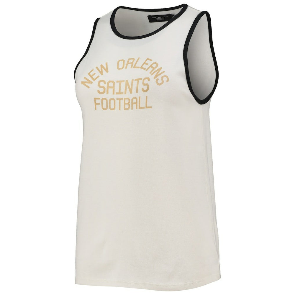 New Orleans Saints Junk Food Women's Throwback Pop Binding Scoop Neck Tank Top - White/Black on sale