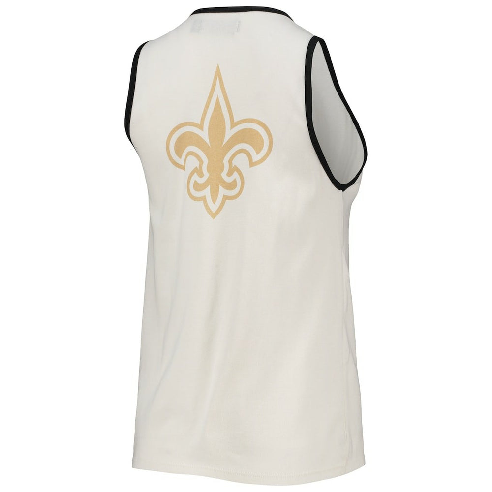 New Orleans Saints Junk Food Women's Throwback Pop Binding Scoop Neck Tank Top - White/Black on sale