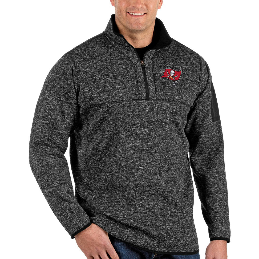 Tampa Bay Buccaneers Antigua Fortune Big & Tall Quarter-Zip Pullover Jacket - Heathered Black outlet