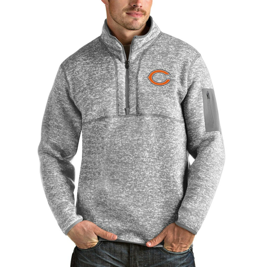 Chicago Bears Antigua Fortune Quarter-Zip Pullover Jacket - Heathered Gray cheap