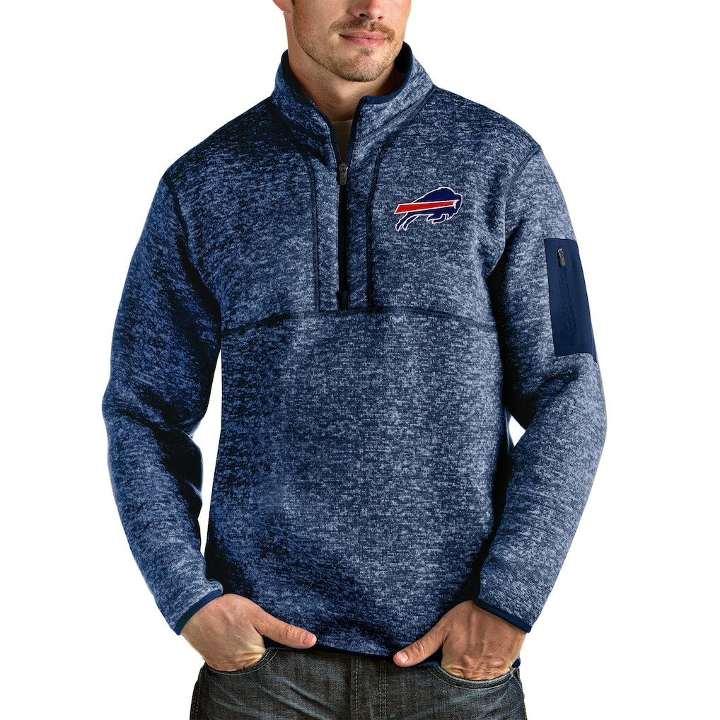 Buffalo Bills Antigua Fortune Quarter-Zip Pullover Jacket - Heathered Navy cheap