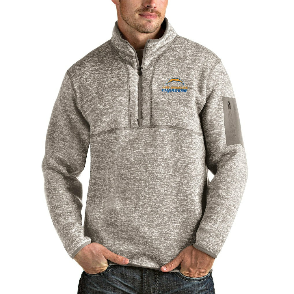 Los Angeles Chargers Antigua Alternate Logo Fortune Quarter-Zip Pullover Jacket - Oatmeal cheap