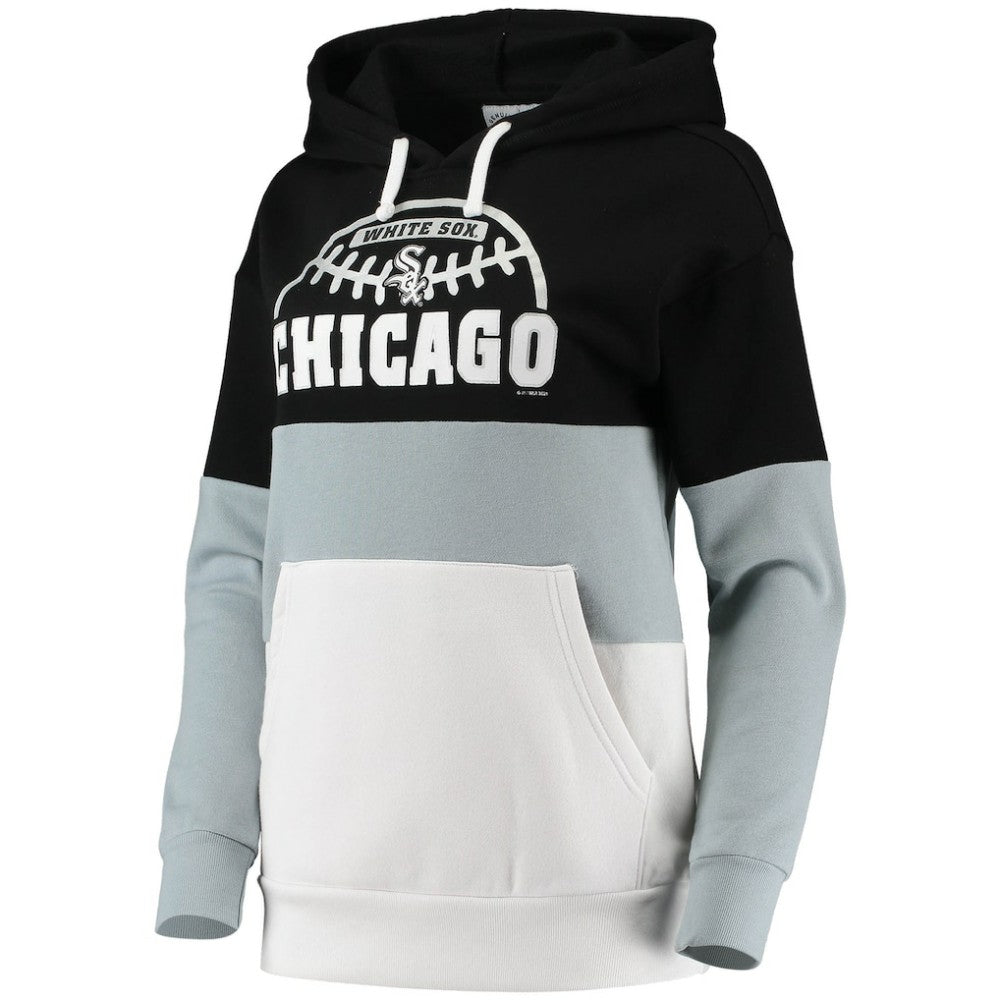 Chicago White Sox G-III Sports by Carl Banks Women's Block and Tackle Colorblock Pullover Hoodie Black/Gray