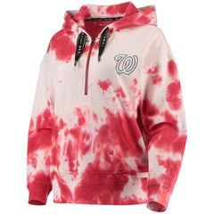 Washington Nationals DKNY Sport Women's Dakota Tie-Dye Half-Zip Hoodie White/Red