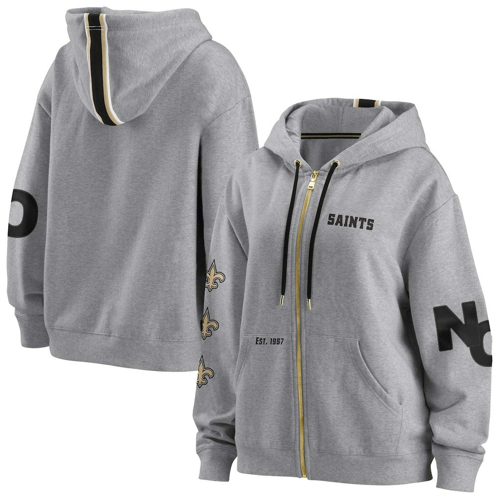 New Orleans Saints WEAR by Erin Andrews Women's Full-Zip Hoodie - Gray outlet