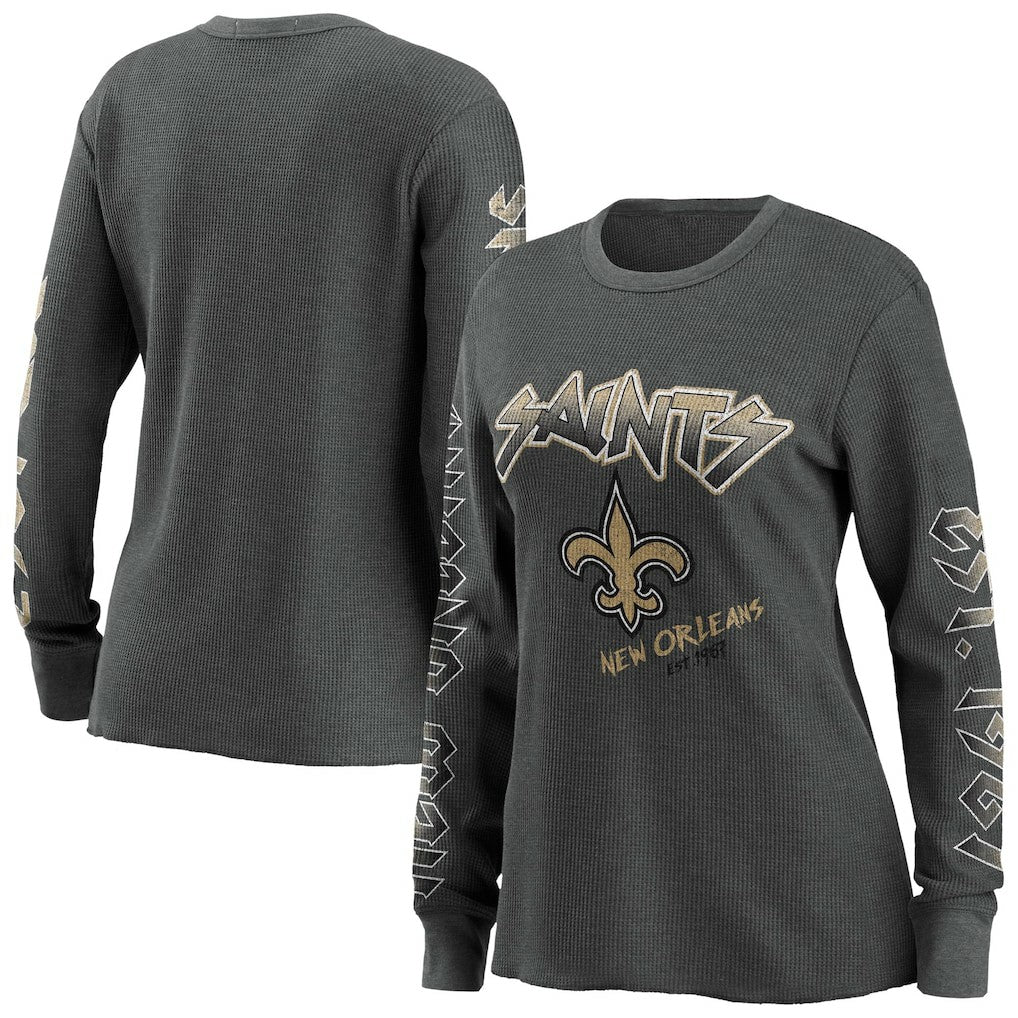 New Orleans Saints WEAR by Erin Andrews Women's Long Sleeve Thermal T-Shirt - Gray online