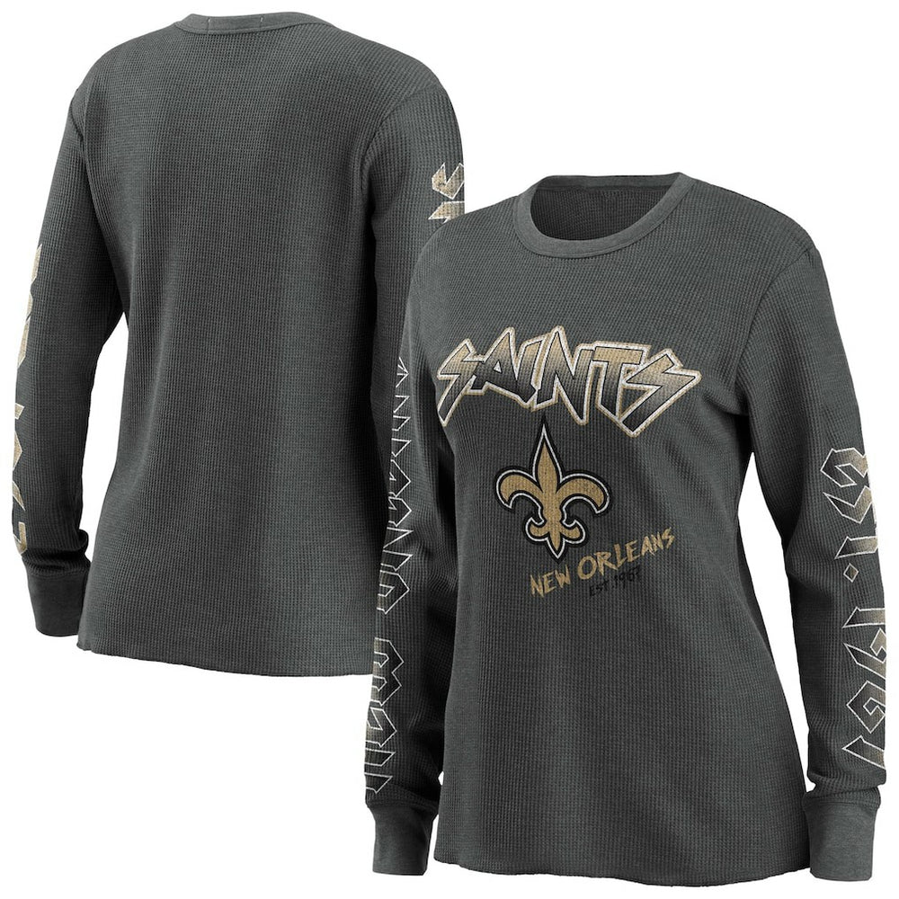 New Orleans Saints WEAR by Erin Andrews Women's Long Sleeve Thermal T-Shirt - Gray online