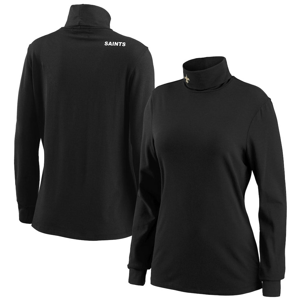 New Orleans Saints WEAR by Erin Andrews Women's Long Sleeve Tri-Blend Turtleneck T-Shirt - Black discount