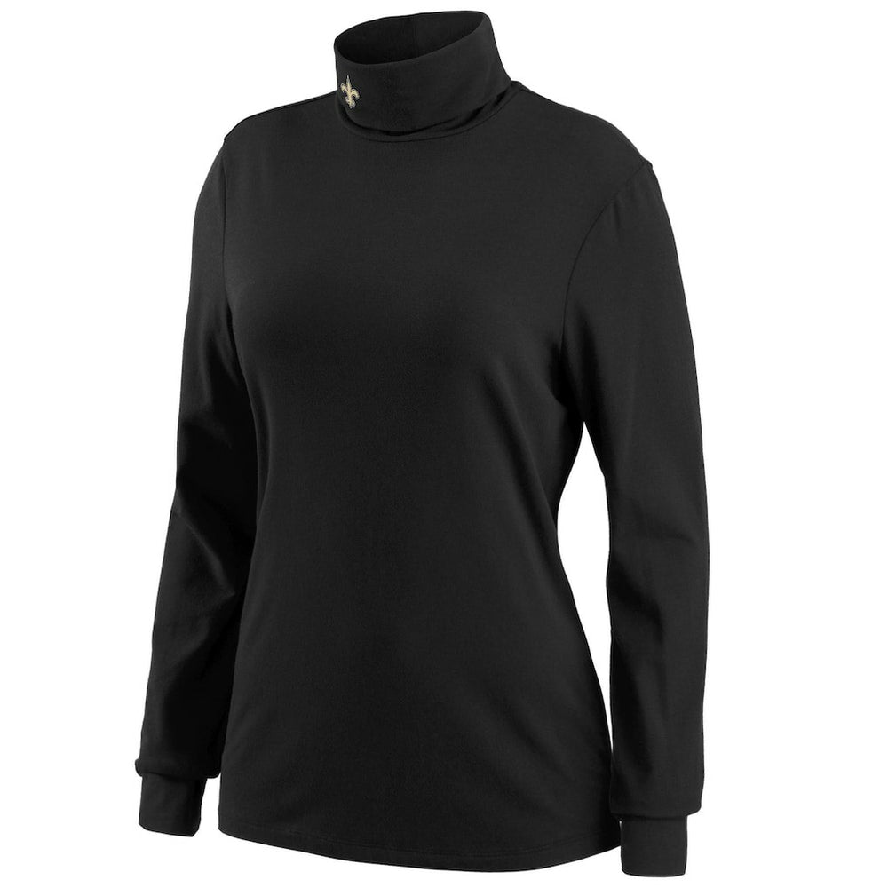New Orleans Saints WEAR by Erin Andrews Women's Long Sleeve Tri-Blend Turtleneck T-Shirt - Black discount