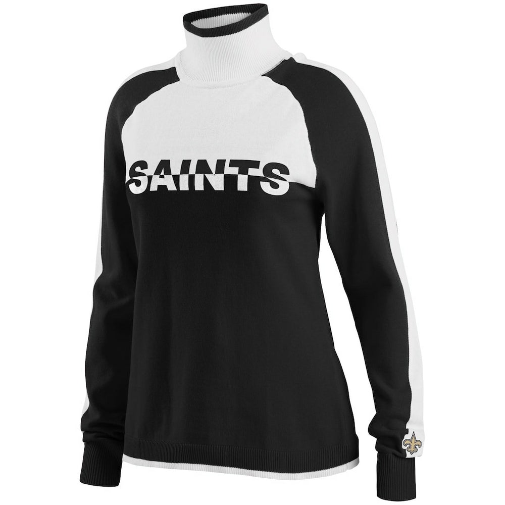 New Orleans Saints WEAR by Erin Andrews Women's Ski Raglan Pullover Sweater - Black sale