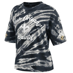 New Orleans Saints WEAR by Erin Andrews Women's Tie-Dye T-Shirt - Black sale