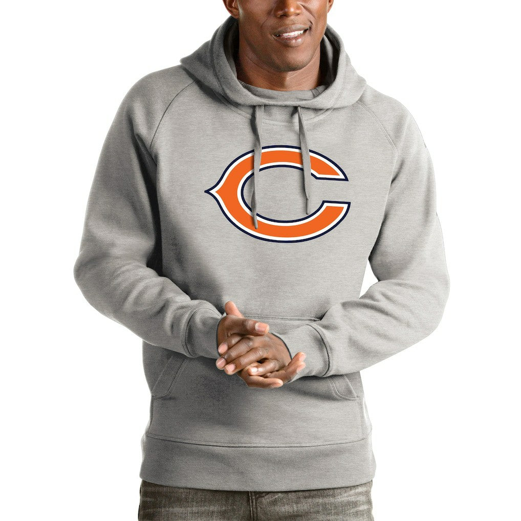 Chicago Bears Antigua Logo Victory Pullover Hoodie - Heathered Gray discount