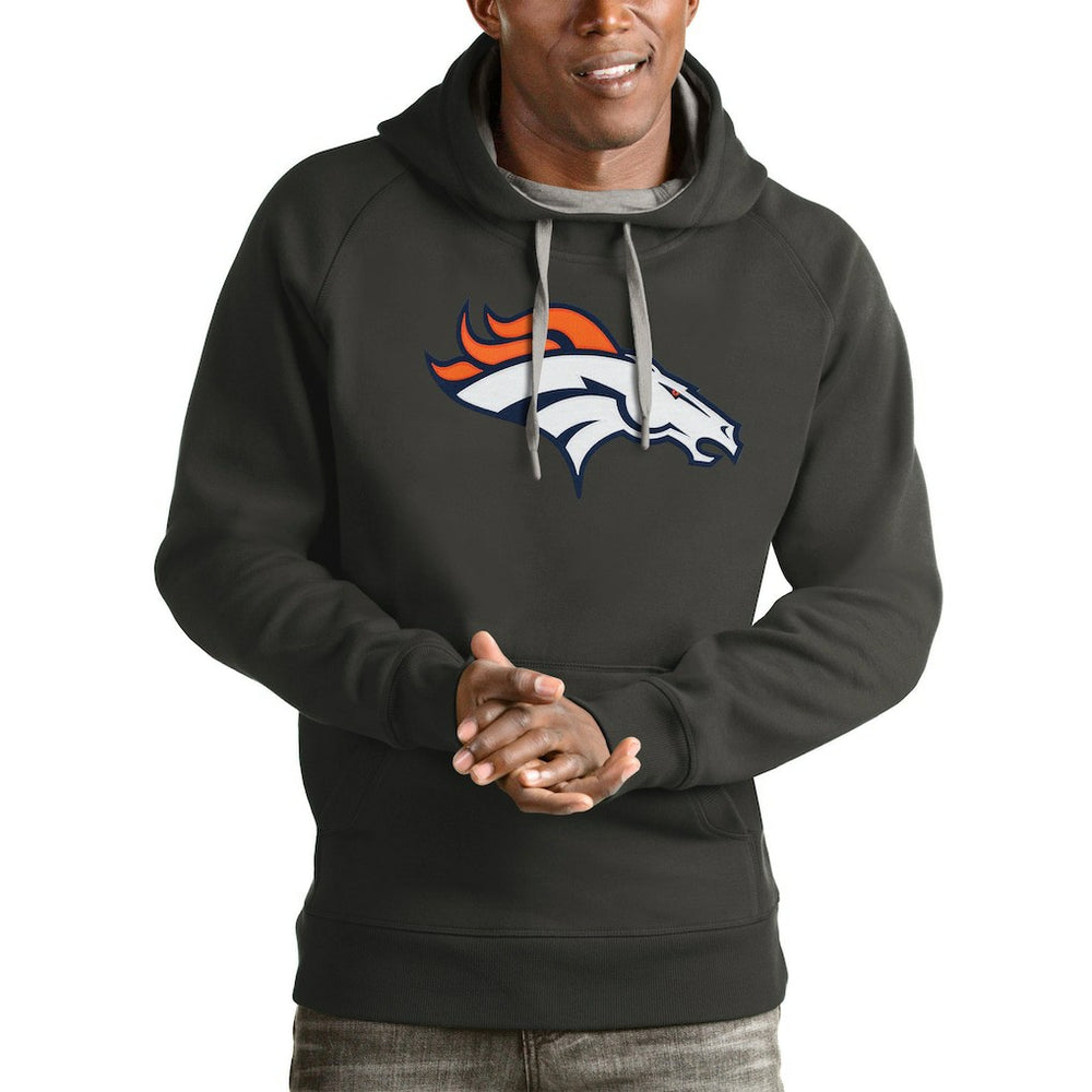 Denver Broncos Antigua Victory Pullover Hoodie - Charcoal on sale