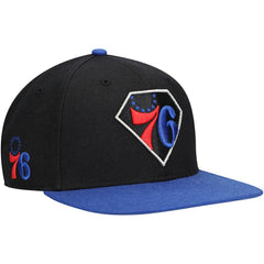 Philadelphia 76ers '47 75th Anniversary Carat Captain Snapback Hat - Black/Royal sale