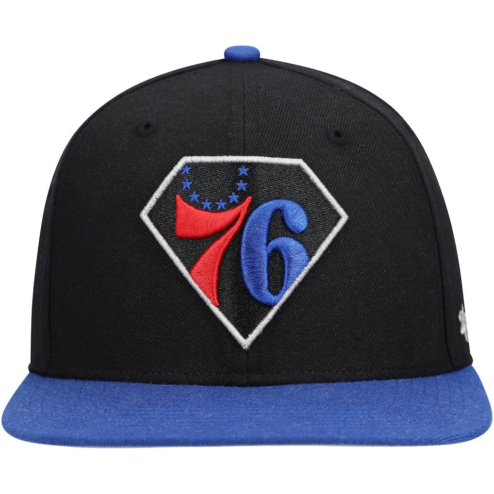 Philadelphia 76ers '47 75th Anniversary Carat Captain Snapback Hat - Black/Royal sale