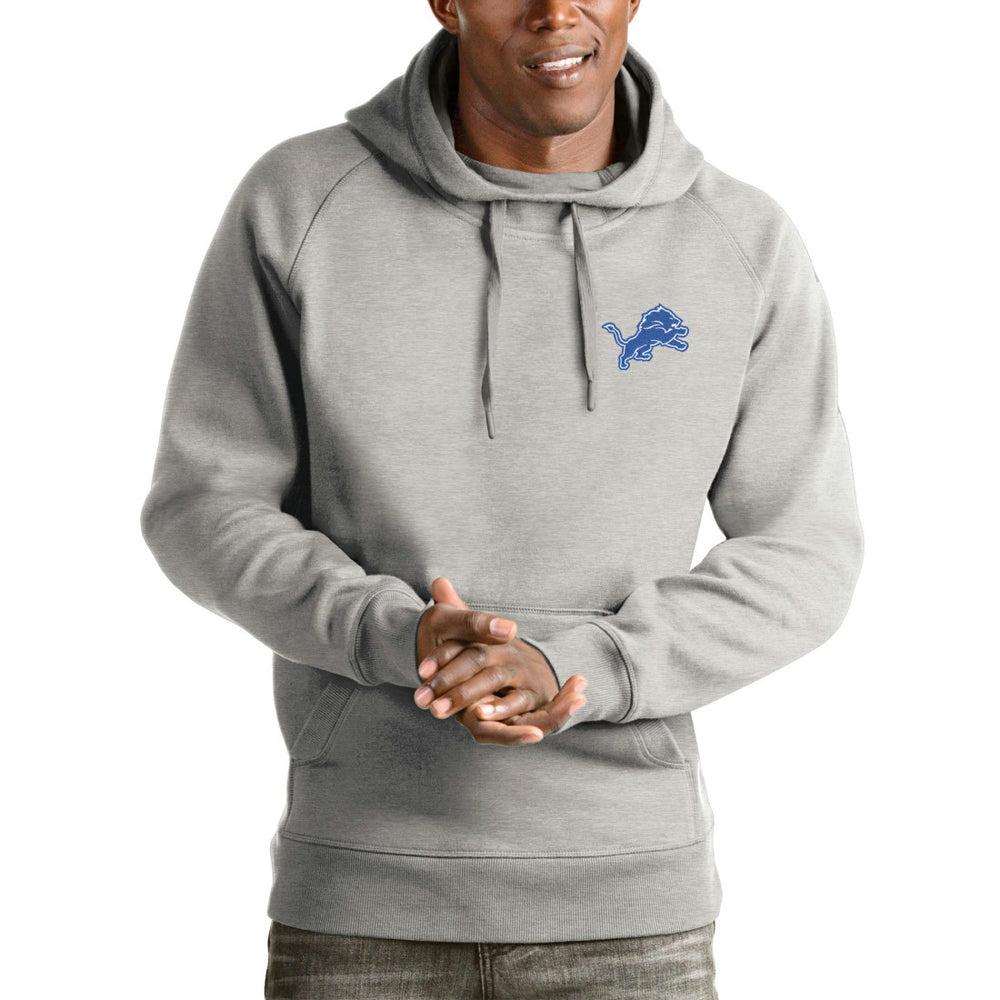 Detroit Lions Antigua Logo Victory Pullover Hoodie - Heathered Gray on sale