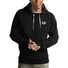 Green Bay Packers Antigua Logo Victory Pullover Hoodie - Black cheap