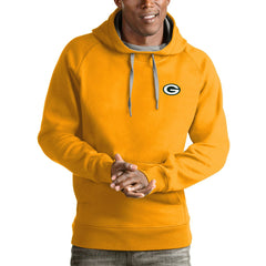 Green Bay Packers Antigua Logo Victory Pullover Hoodie - Gold outlet