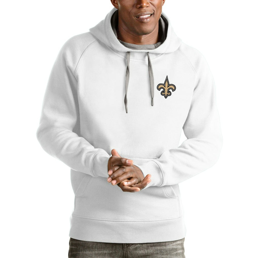 New Orleans Saints Antigua Logo Victory Pullover Hoodie - White sale