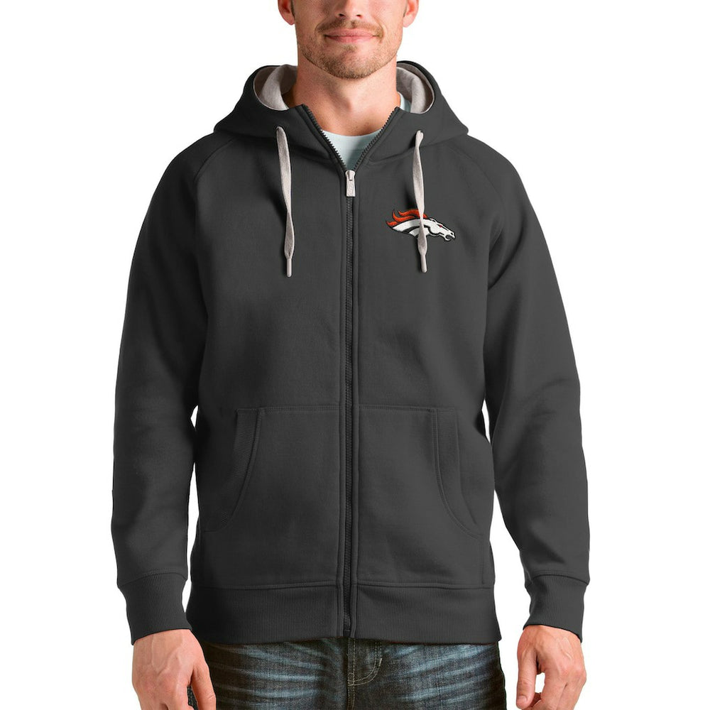 Denver Broncos Antigua Victory Full-Zip Hoodie - Charcoal on sale