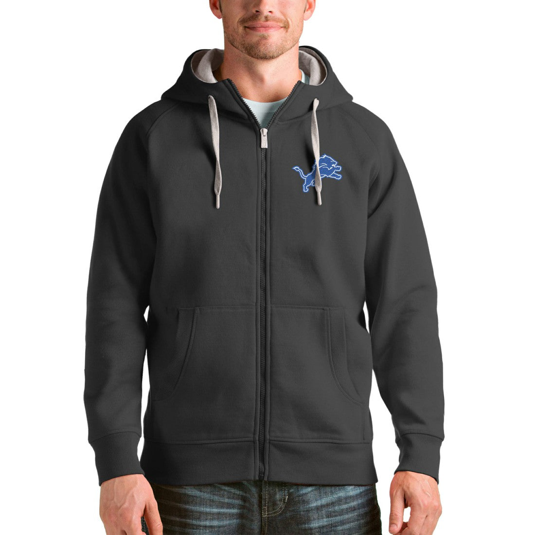 Detroit Lions Antigua Victory Full-Zip Hoodie - Charcoal for sale