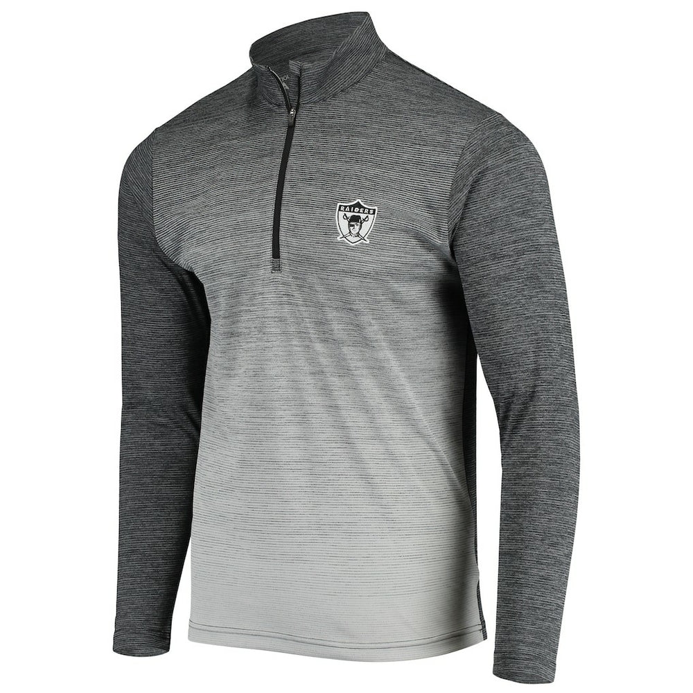 Las Vegas Raiders Antigua Throwback Cycle Quarter-Zip Jacket - Black/Heathered Gray on sale