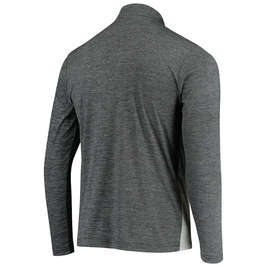 Las Vegas Raiders Antigua Throwback Cycle Quarter-Zip Jacket - Black/Heathered Gray on sale