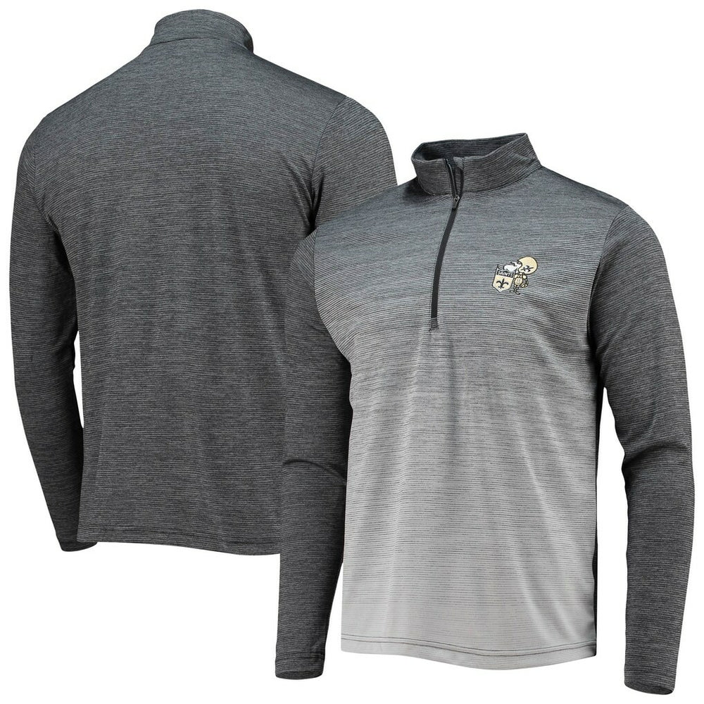New Orleans Saints Antigua Throwback Cycle Quarter-Zip Jacket - Black/Heathered Gray online