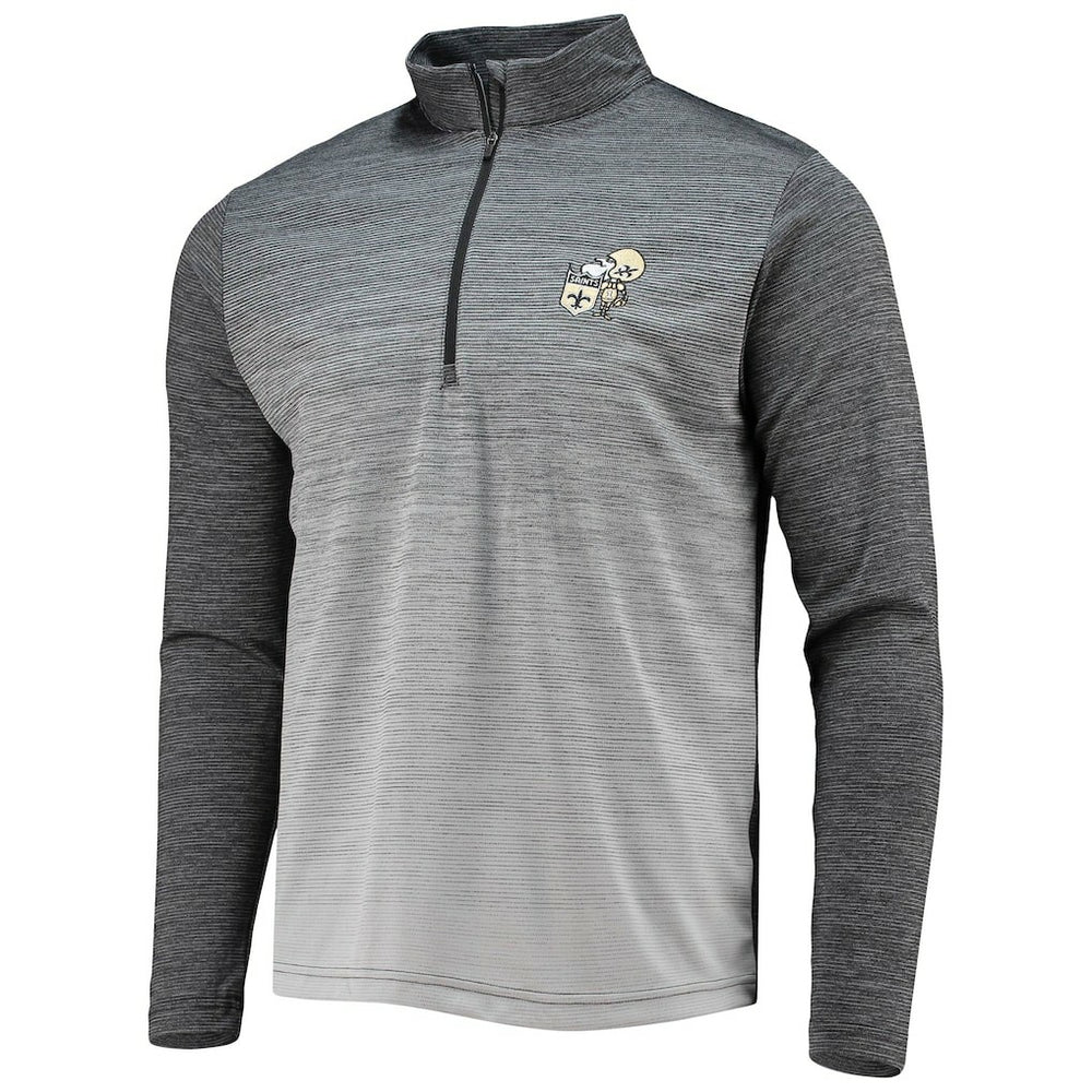 New Orleans Saints Antigua Throwback Cycle Quarter-Zip Jacket - Black/Heathered Gray online