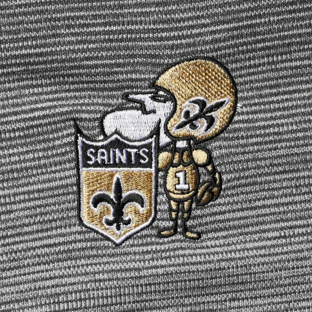 New Orleans Saints Antigua Throwback Cycle Quarter-Zip Jacket - Black/Heathered Gray online