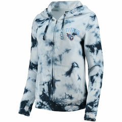 Tennessee Titans New Era Women's Tie-Dye Fleece Full-Zip Hoodie - Navy on sale