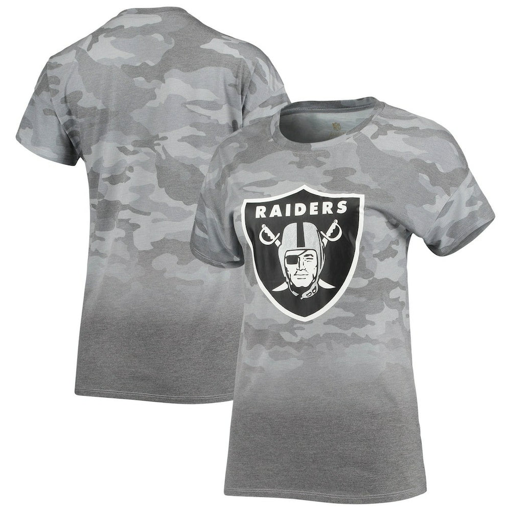 Las Vegas Raiders Juniors Beth Camo Dip-Dye T-Shirt - Gray/Black for sale