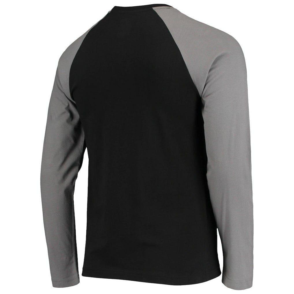 Las Vegas Raiders New Era League Raglan Throwback Long Sleeve T-Shirt - Black/Gray discount