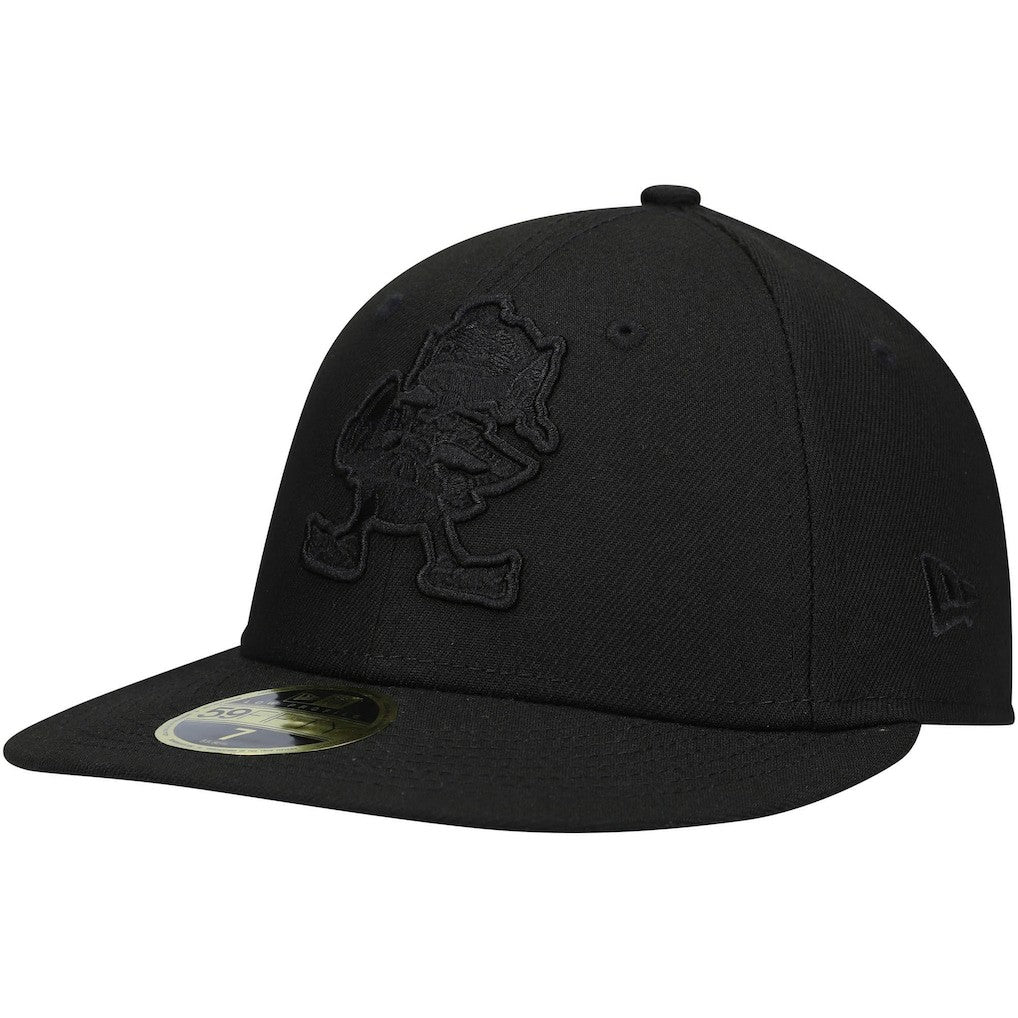 Cleveland Browns New Era Historic Logo Black on Black Low Profile 59FIFTY II Fitted Hat - Black sale