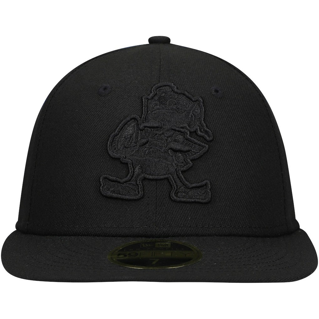 Cleveland Browns New Era Historic Logo Black on Black Low Profile 59FIFTY II Fitted Hat - Black sale