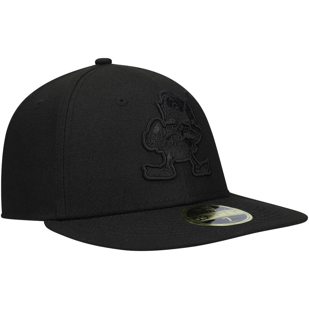Cleveland Browns New Era Historic Logo Black on Black Low Profile 59FIFTY II Fitted Hat - Black sale